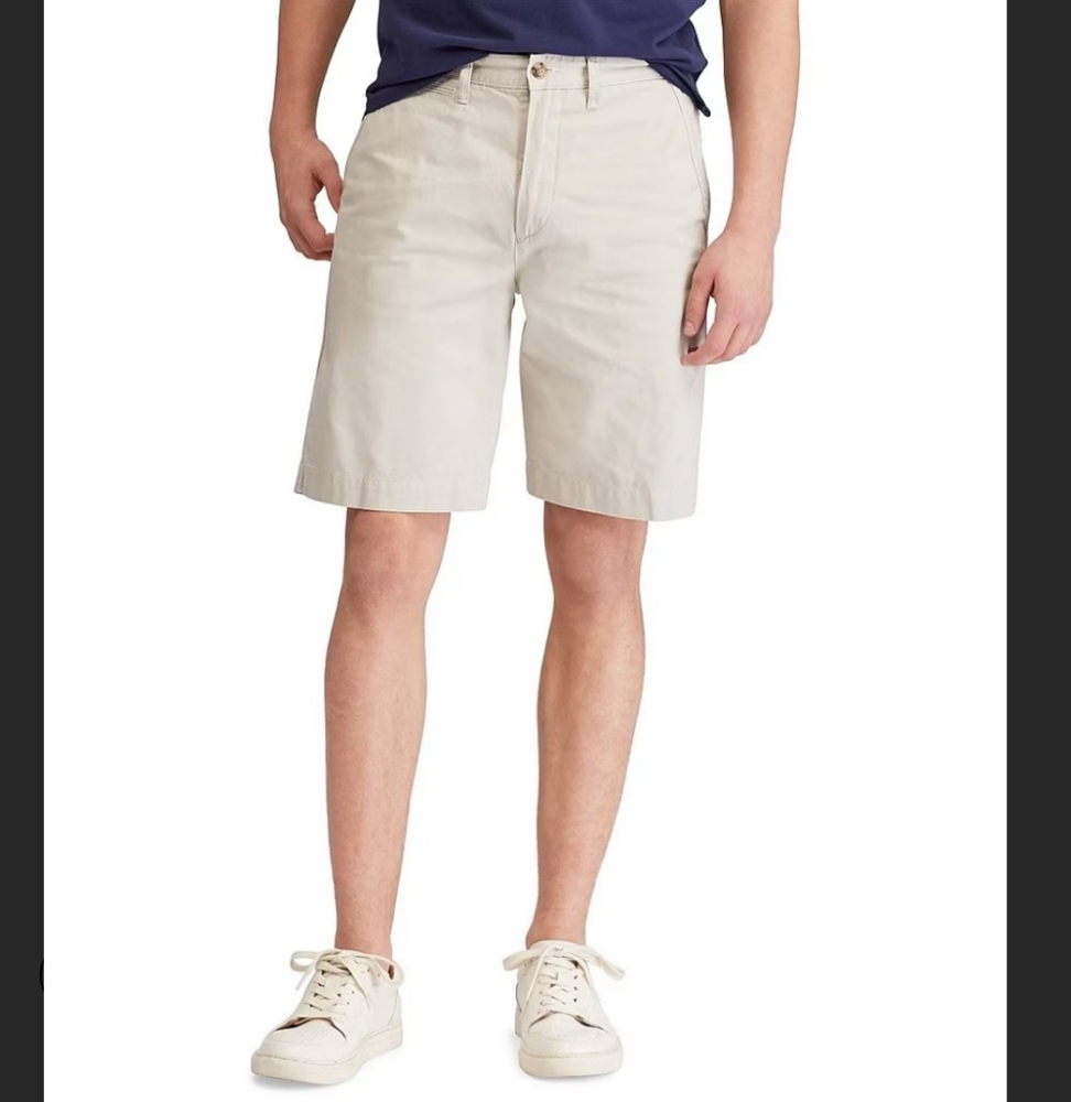 Polo Ralph Lauren Relaxed Fit Tan Flat Front Shorts 100% Cotton Size 34